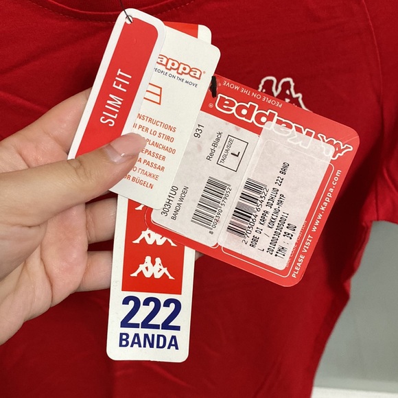 Kappa Slim Fit Red Short Sleeve T-Shirt with Logo on Sleeve - Picture 4 of 4